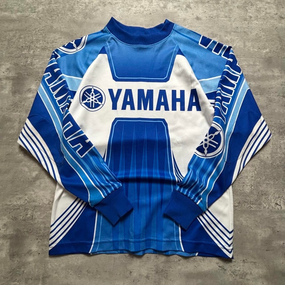 Yamaha Motocross Jersey Mens Small Blue Vintage BMX Dirt Bike Long Sleeve